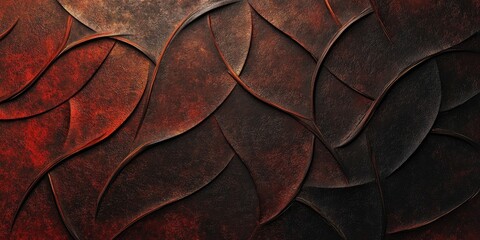 Aufkleber - Textured dark red and brown leaf pattern background with a layered design creating depth and visual interest across the entire canvas.