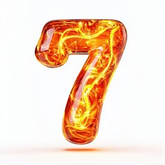 Sticker - Number 7 made of swirling plasma energy with electric arcs isolated on a clean white background