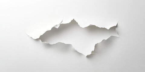 Poster - Torn white paper with jagged edges positioned in center on a clean backdrop creating empty space for text or design elements within the frame