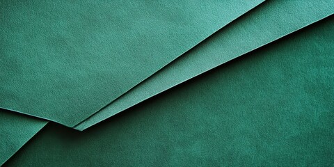 Aufkleber - Elegant green textured paper background with layered folds in varying shades of teal and emerald, creating depth and visual interest.