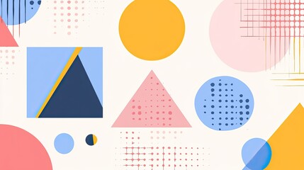 Poster - Colorful Abstract Geometric Shapes on Soft Background Design