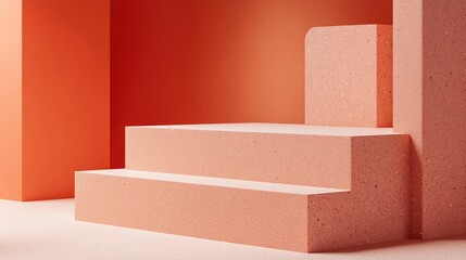 Poster - Abstract Minimalist Composition with Soft Coral Textures and Layers