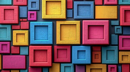 Aufkleber - Colorful square wall art abstract pattern background, for design, wallpaper or decoration