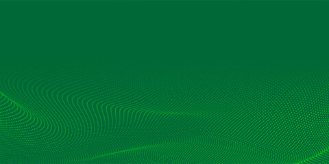 Poster - abstract green particle background. flow wave with dot landscape. digital data structure. future mes
