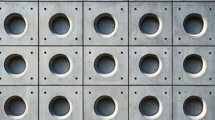 Aufkleber - Concrete blocks with circles architectural background, modern design, geometric pattern, building material texture