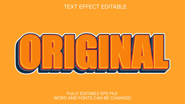 3d text effect original orange vector editable