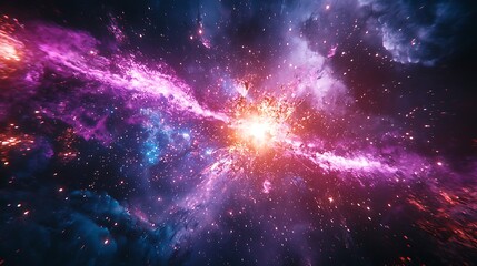 Aufkleber - Cosmic explosion in deep space. Colorful nebulae. Possible use Scientific background