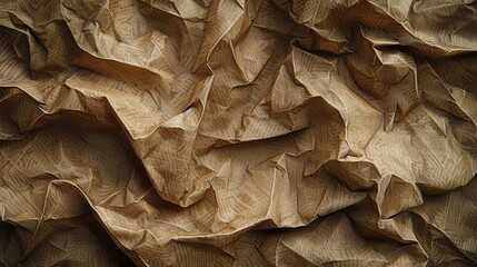 Aufkleber - Crumpled brown paper texture featuring rich earthy tones and intricate patterns showcases depth and dimension against a neutral background.
