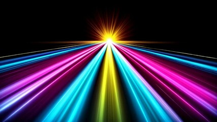 Poster - Dynamic light beams converging in vivid burst with pulsating energy rays