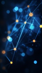Poster - Abstract Technology Background, Interconnected Glowing Nodes and Lines, Digital Network Concept