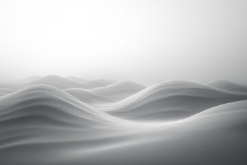 Wall Mural - Abstract monochrome landscape with smooth, rolling hills, creating a sense of calm, peaceful atmosphere with a light background and neutral color palette.