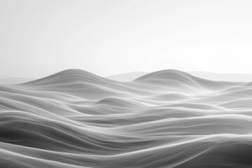 Poster - Serene monochrome landscape of rolling hills with subtle textures creating a calm, peaceful, and abstract atmosphere, suitable for backgrounds and artistic purposes.