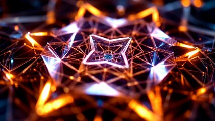 Poster - Dynamic kaleidoscope patterns with vibrant geometric shapes and moving lights