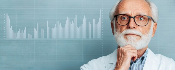 Aufkleber - Thoughtful Senior Scientist Analyzing Data Charts Graphs Business