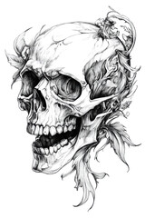 Wall Mural - Isolated Skull Drawing