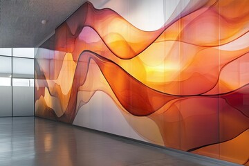 Wall Mural - Curvy glass design backdrop for modern interiors and creative showcases