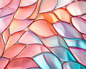 Aufkleber - Abstract Pastel Iridescent Shapes Background Design Shiny Teal Pink Orange