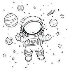 Wall Mural - happy astronaut in space with stars