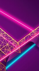 Aufkleber - Vibrant geometric neon patterns create a mesmerizing visual experience in a modern digital art setting