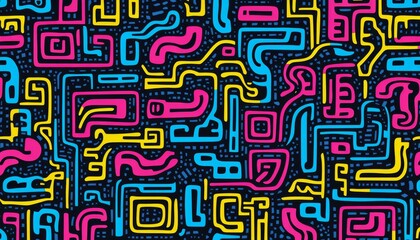 Poster - Vivid Pattern, Intricate Design, Bold Colors, Sharp Edges, Contemporary Style, Minimalist Palette
