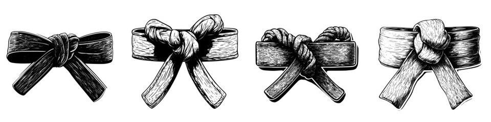 Poster - various types of decorative knots displayed in a minimalist style, showcasing intricate craftsmanshi