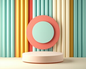 Poster - Pastel Cylinders and Circles Background Product Display Platform