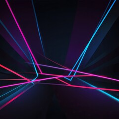 Canvas Print - Abstract Neon Lightscape: Vibrant Pink and Blue Glowing Lines