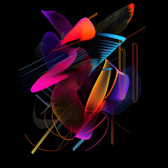 Poster - Colorful Abstract Composition: An eye-catching abstract composition of vibrant shapes and lines, in a kaleidoscope of colors.