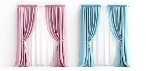 Wall Mural - Pink & Blue Curtains Interior Design Mockup