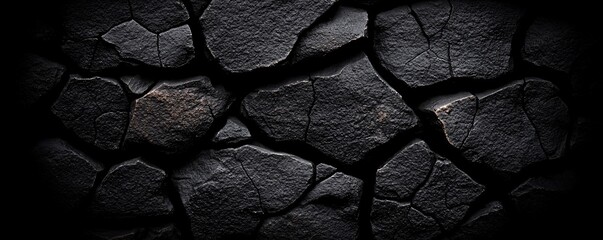 Poster - rough volcanic rock surface, porous organic texture, deep earthy tones, high-resolution geological close-up, raw and rugged aesthetic, natural formations, dramatic lighting, copyspace, no trademark,