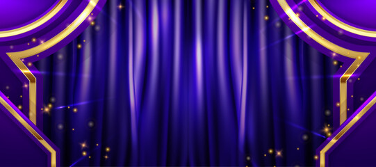 Poster - Purple and gold curtain vector luxury background