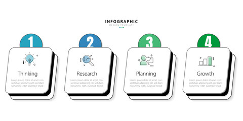 Aufkleber - Timeline infographic template. 4 Step timeline journey, calendar Flat simple infographics design template. presentation graph. Business concept with 4 options, vector illustration.