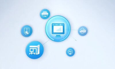 Aufkleber - Blue Connected Business Icons Animation