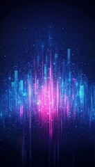Poster - Abstract Digital Network Vertical Lines of Neon Blue and Pink, Vector Style Illustration