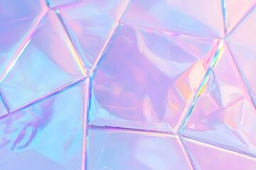 Poster - The abstract background features a holographic and multicolored pastel design that resembles a magical rainbow, shining in a variety of shades