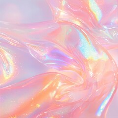 Poster - An iridescent background complements a holographic abstract design in soft pastel colors, set against a holographic foil backdrop that exhibits a trendy, creative gradient