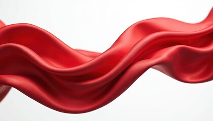 Aufkleber - Floating red satin ribbon, cut out on transparent background. Soft silk fabric, smooth cloth texture for fashion clothes, decorations and backgrounds. Elegant flowing drapery design.