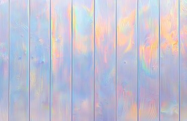 Poster - A full-frame, high-res macro photograph presents an abstract, iridescent holographic foil background in pastel colors, replete with light leaks, and showcases a material that is wrinkled,