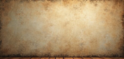 Aufkleber - grunge style background with wooden floor, aged wall, plaster texture. dusty scratched surface with 