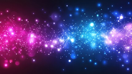 Poster - Abstract network data flow, glowing, cosmic background, digital tech banner