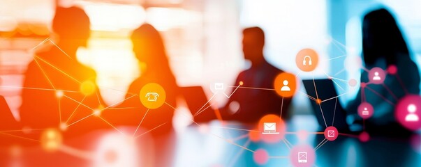 Poster - A man's hands are shown with a laptop, symbolizing remote work from home and the concept of global networking through online courses