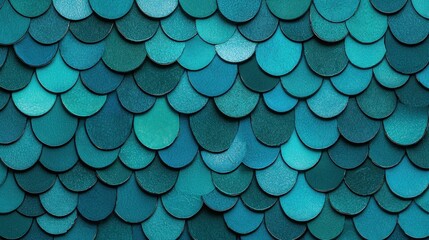 Wall Mural - Colorful Textured Background of Overlapping Water Scales in Aqua