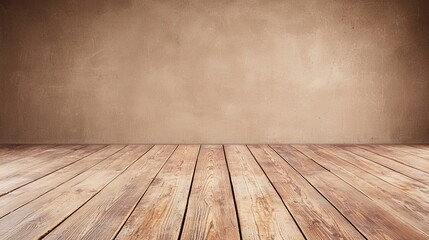 Wall Mural - Rustic Wooden Floor with Textured Wall Background for Designs