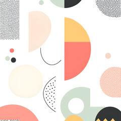 Poster - Geometric Harmony: A visually captivating composition of overlapping geometric shapes and patterns in a modern, minimalist style, offering a dynamic and balanced aesthetic.