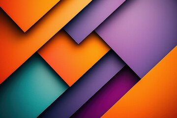 Poster - A modern geometric background featuring overlapping colorful triangles and polygons, creating a visually appealing and textured design with shadows and vibrant color contrasts.