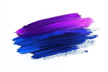 Poster - a vibrant brush stroke blending shades of blue and purple paint on a white background, creating an a