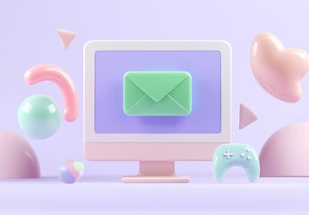 Fototapete - The illustration showcases a file transfer concept where two folders share documents and files in a 3D modern setting