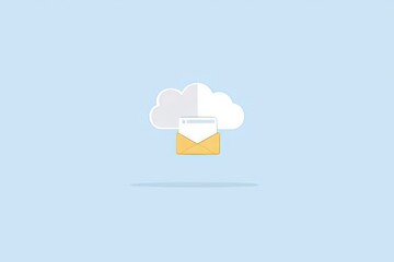Fototapete - A cloud concept based on encrypted file transfers enables secure remote connections between two folders, as depicted in a modern illustration