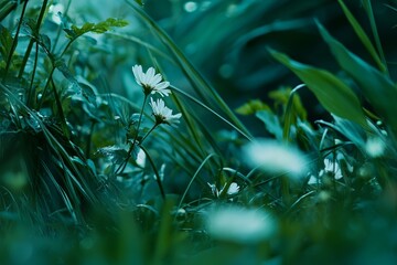 Poster - An abstract green bokeh light forms a soft and calming background