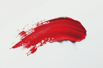 Poster - Eye-catching red paint streak on a clean white surface, perfect for adding a vibrant splash of color to your design, abstract art or creative projects.
